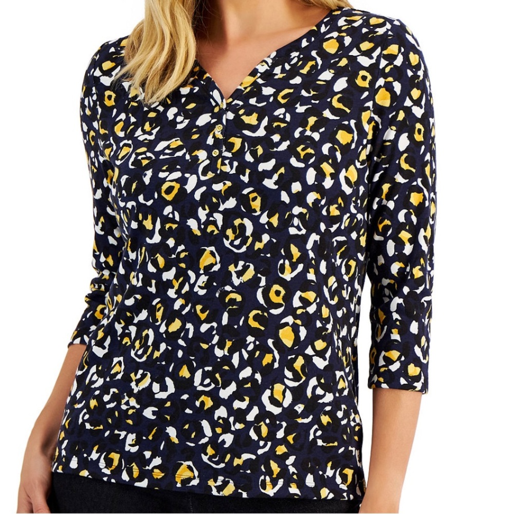 Karen Scott 3/4 length sleeve Henley top